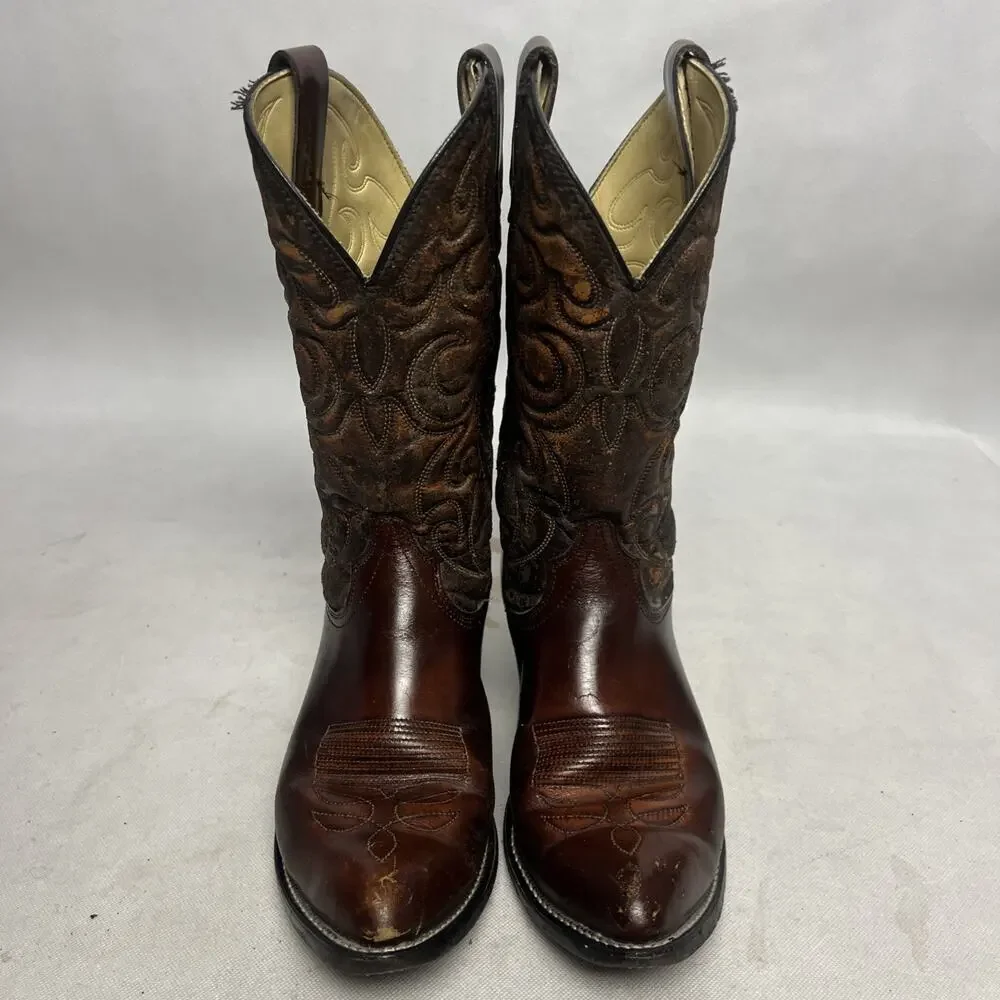 Vintage Wrangler Cowboy Western Boots Men’s 9 EE Brown Distressed 5115